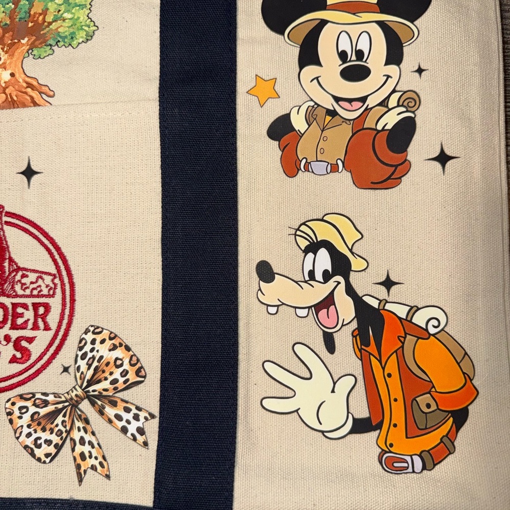 Trader Joe's Disneys Animal Kingdom Canvas Tote Bag - Navy and Cream - Picture 2 of 7